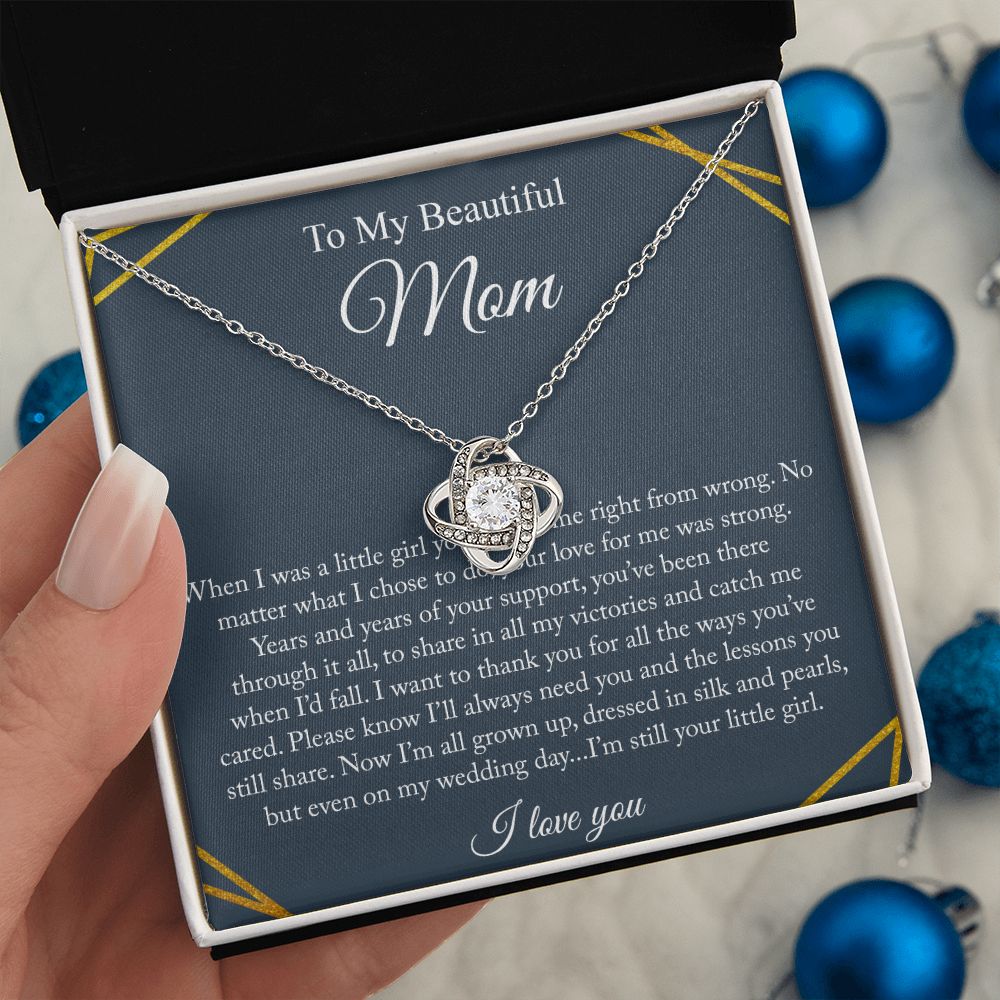 To My Beautiful Mom Love Knot Necklace