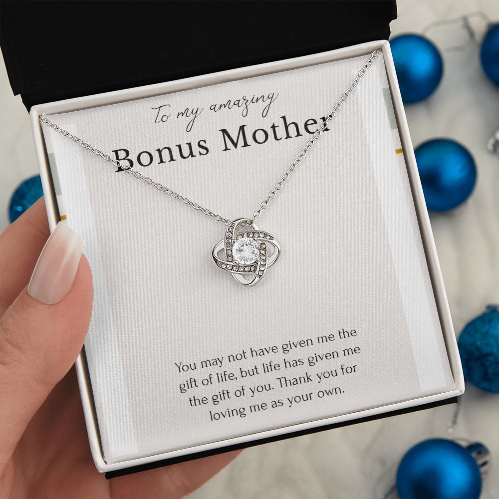 To My Amaging Bonus Mom Love Knot Necklace