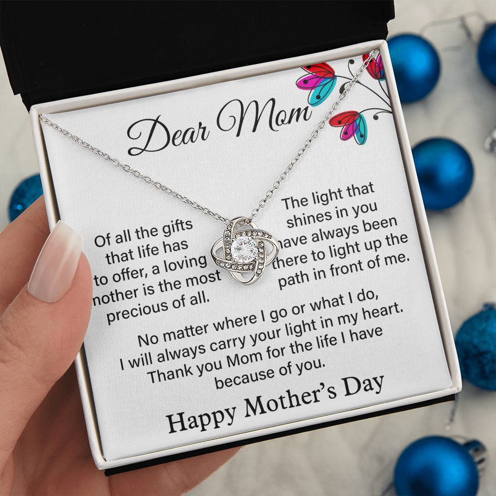 Dear Mom Love Knot Necklace, Happy Mother's Day