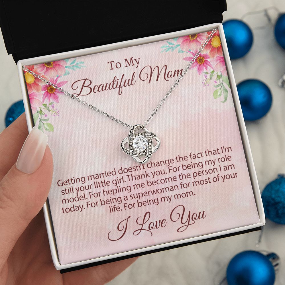 To My Beautiful Mom Love Knot Necklace