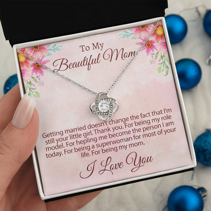 To My Beautiful Mom Love Knot Necklace