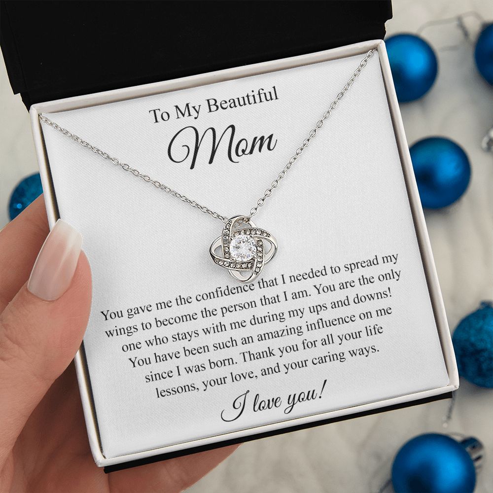 To My Beautiful Mom Love Knot Necklace
