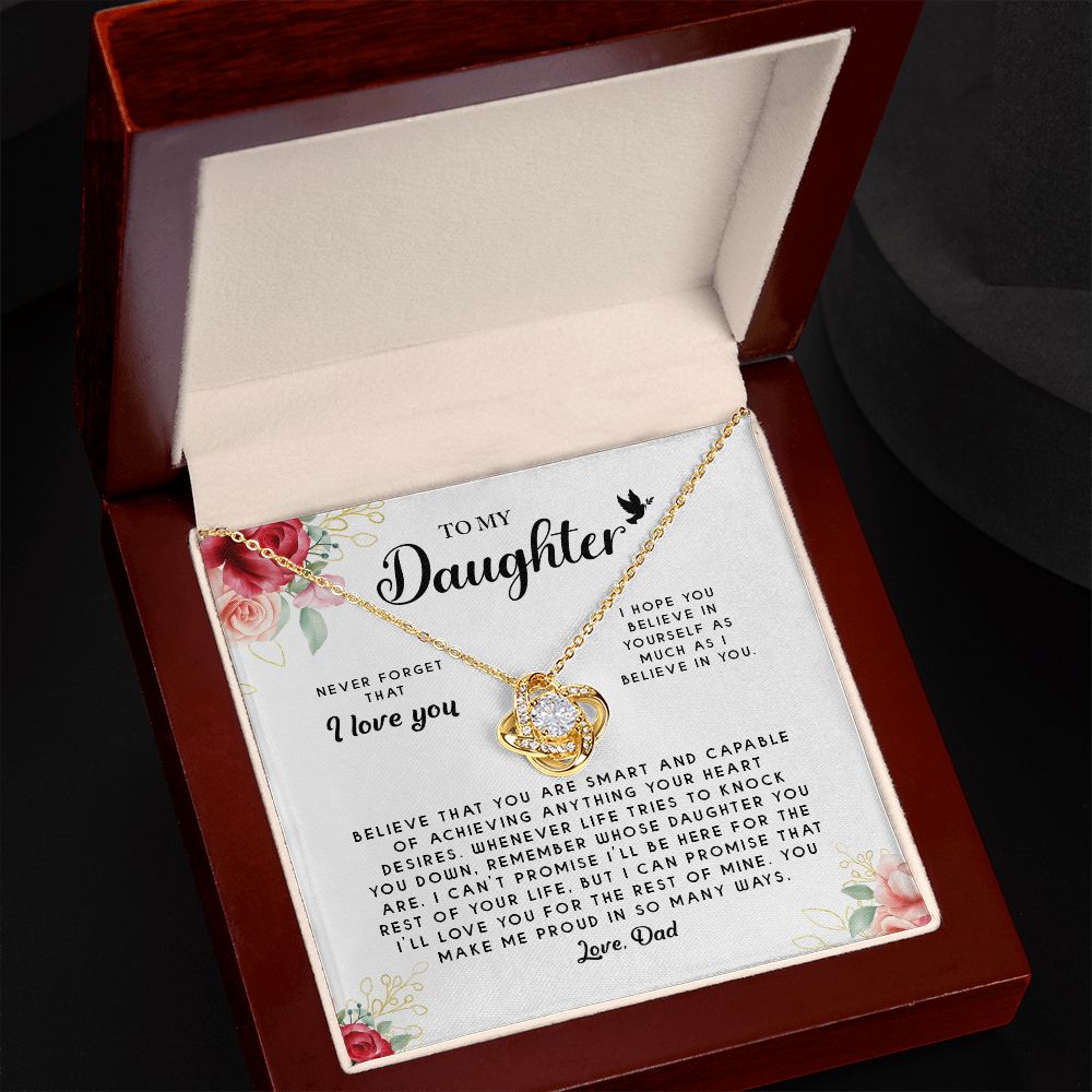 To My Daughter Love Knot Necklace