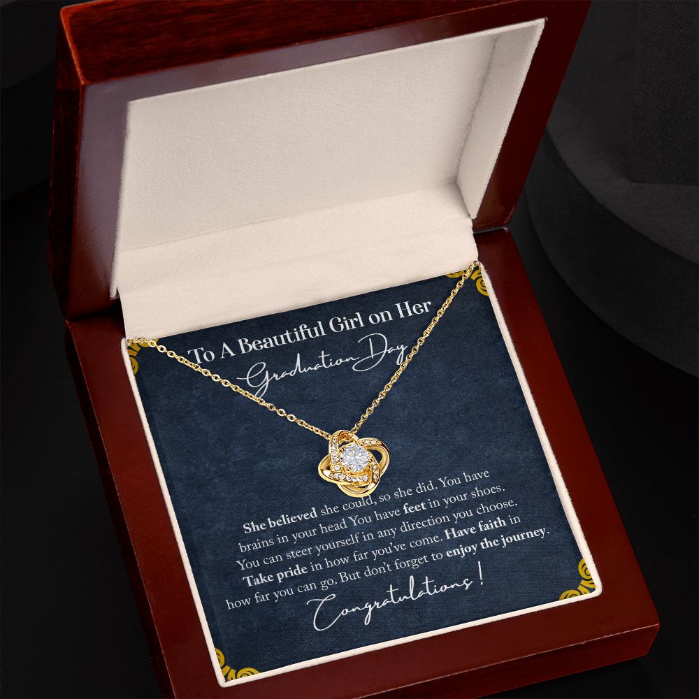 To My Beautiful Girl on Her Graduation Day Love Knot Necklace