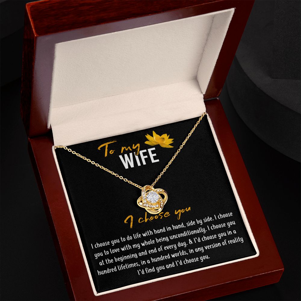 To My Wife I Choose You Love Knot Necklace
