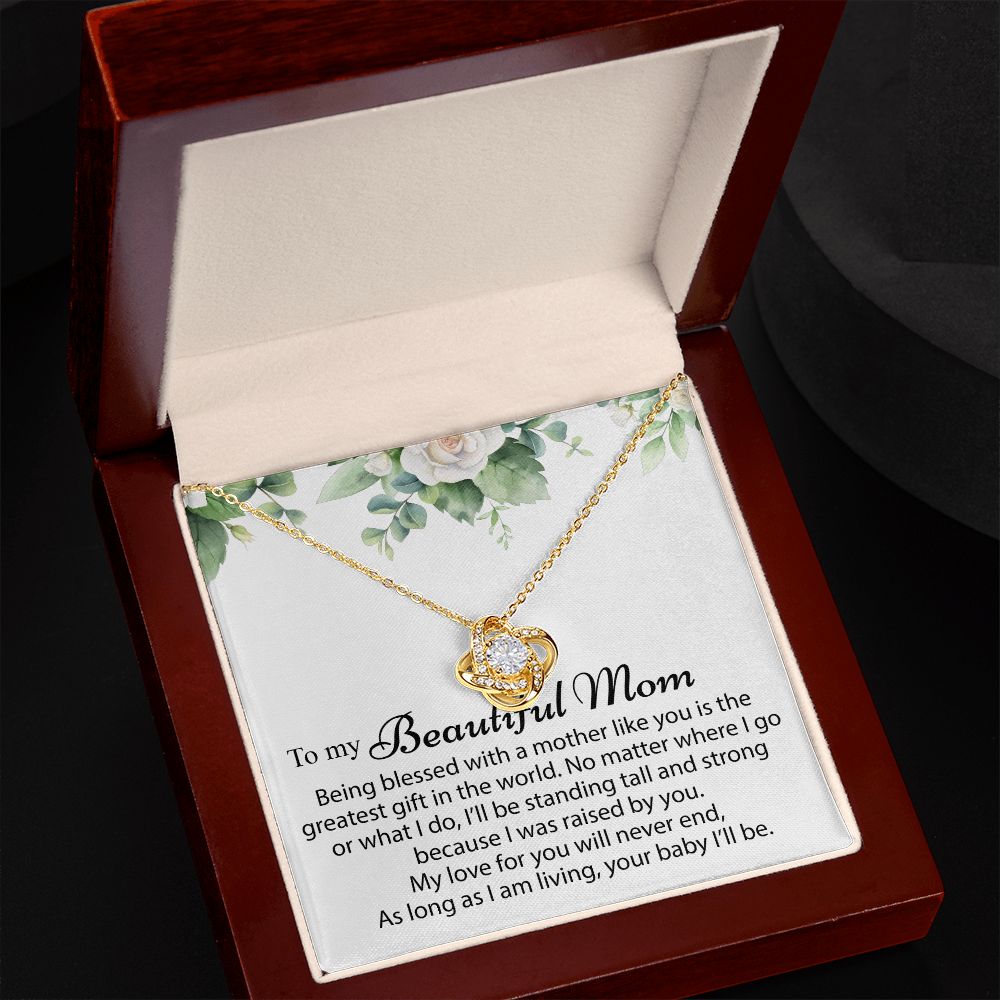 To My Beautiful Mom Love Knot Necklace
