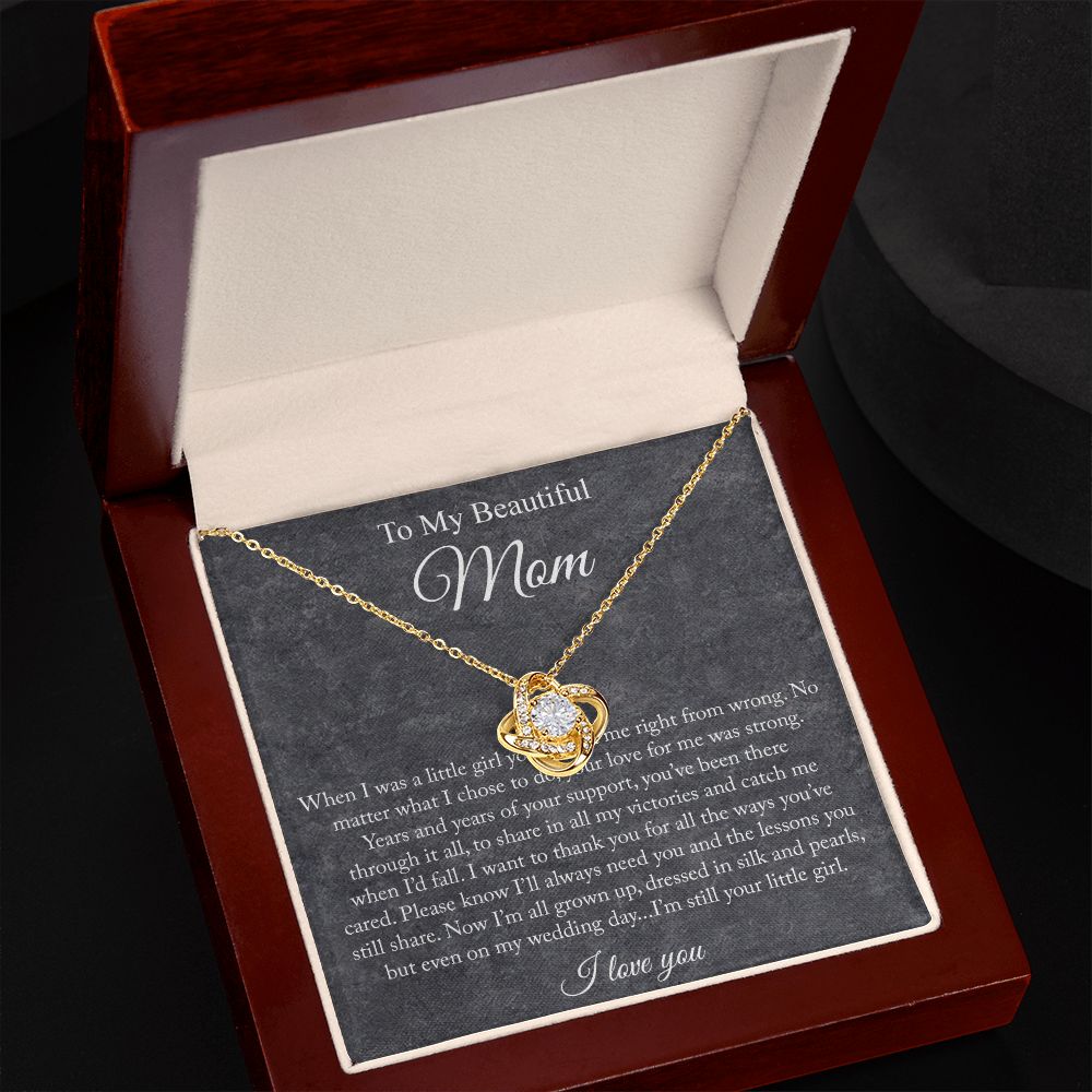 To My Beautiful Mom Love Knot Necklace