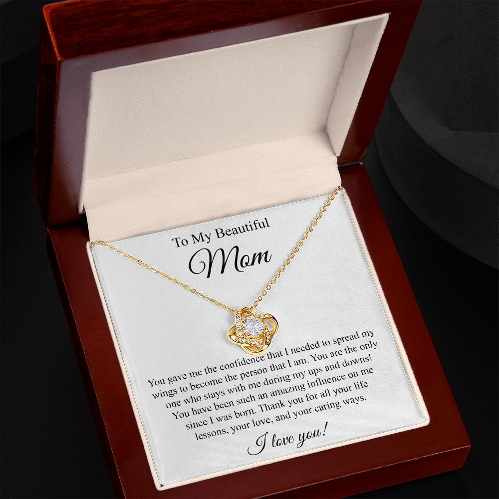 To My Beautiful Mom Love Knot Necklace