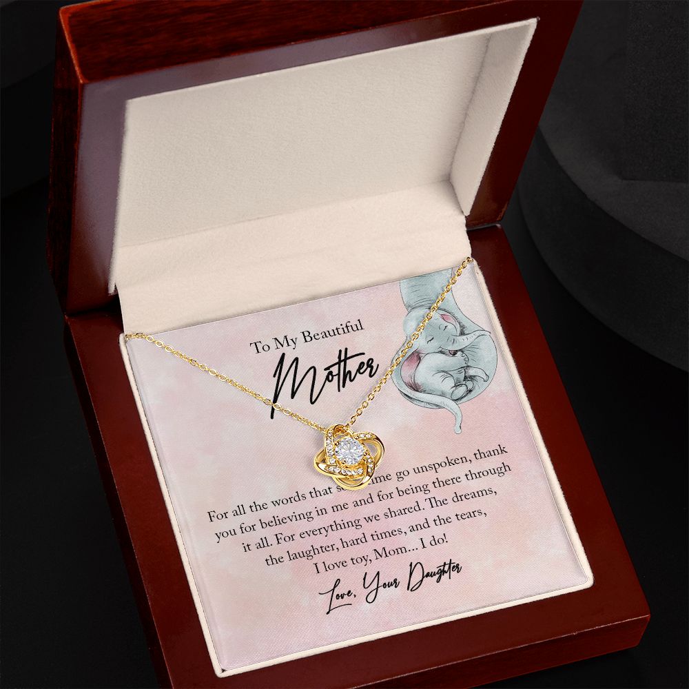 To My Beautiful Mother Love Knot Necklace