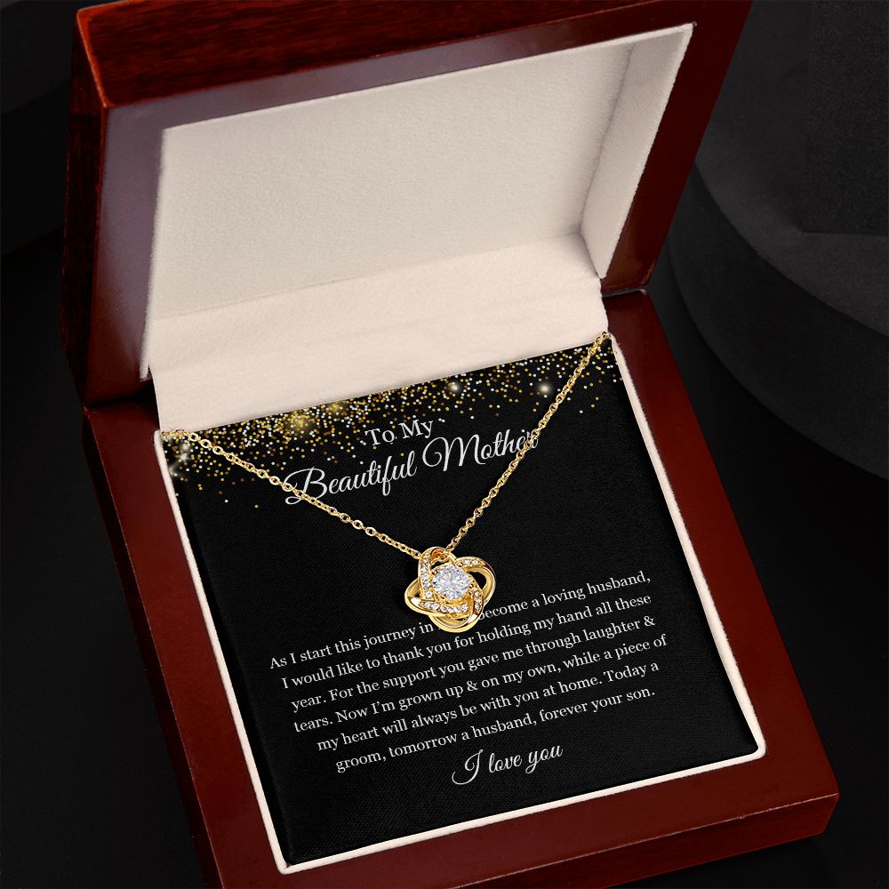 To My Beautiful Mother Love Knot Necklace