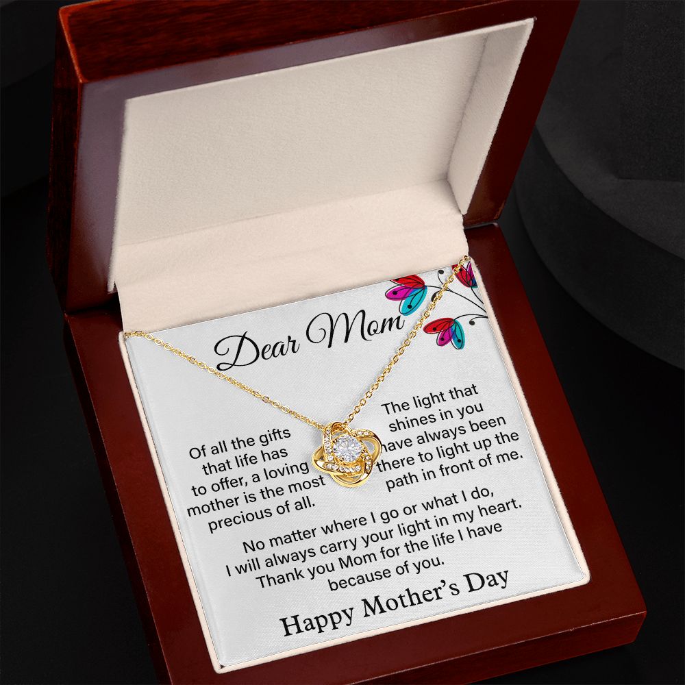 Dear Mom Love Knot Necklace, Happy Mother's Day
