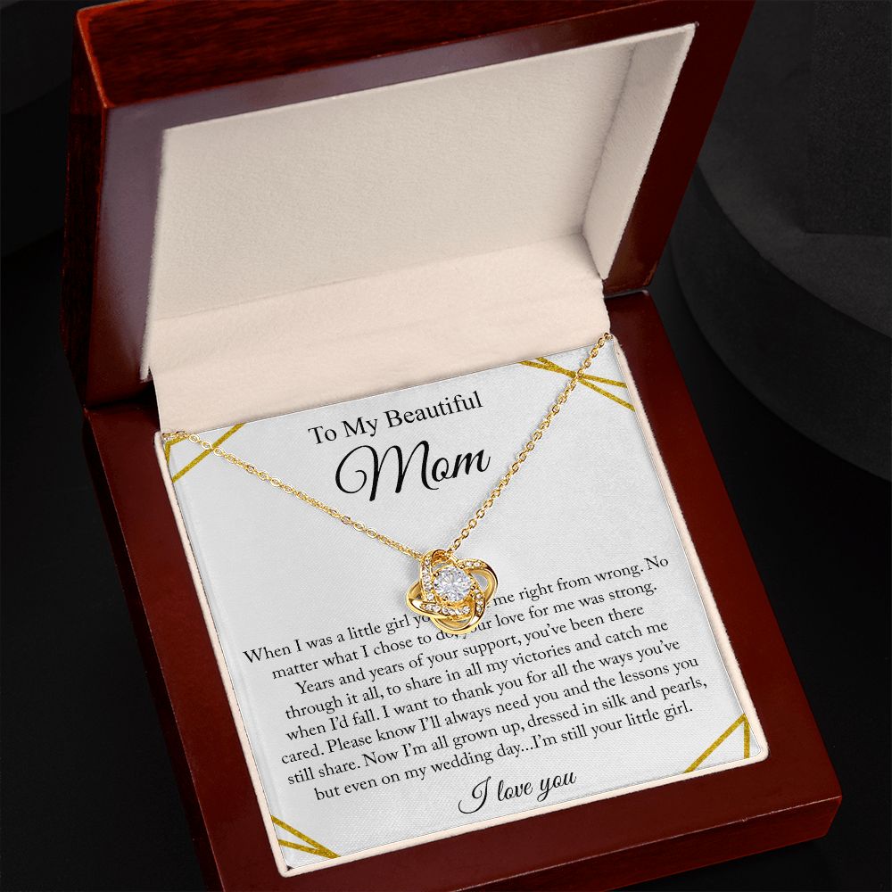 To My Beautiful Mom Love Knot Necklace