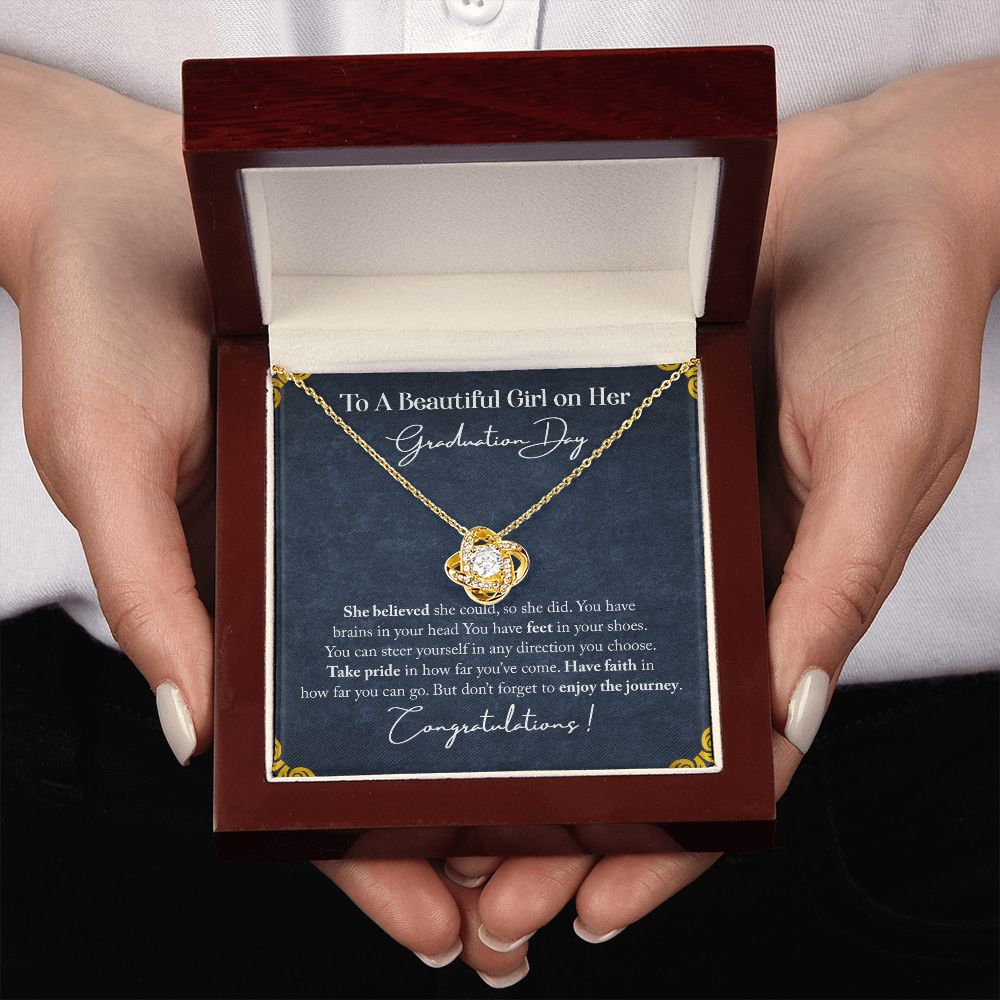 To My Beautiful Girl on Her Graduation Day Love Knot Necklace