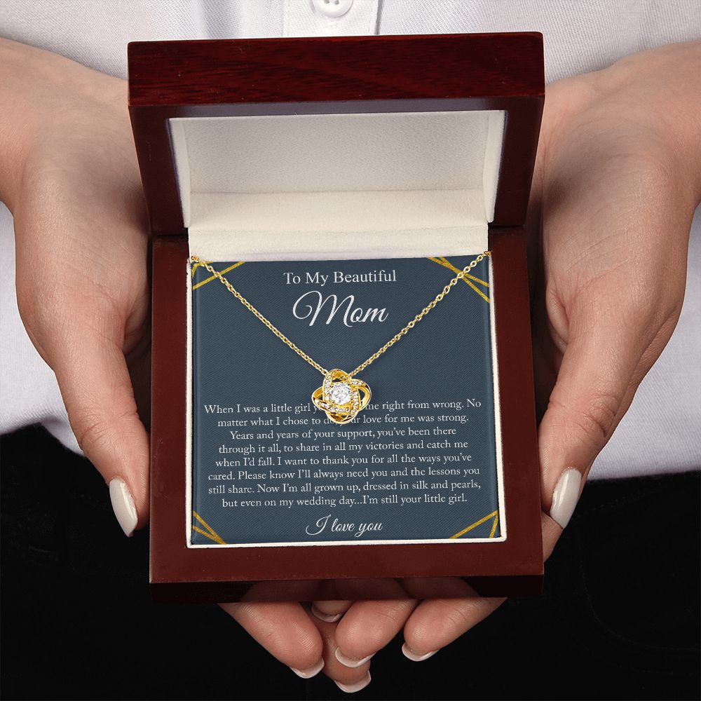 To My Beautiful Mom Love Knot Necklace
