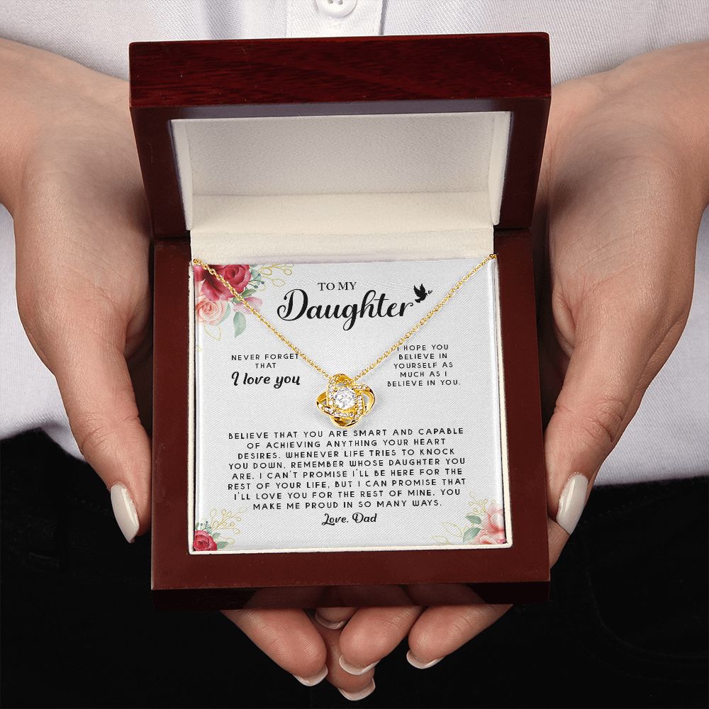 To My Daughter Love Knot Necklace