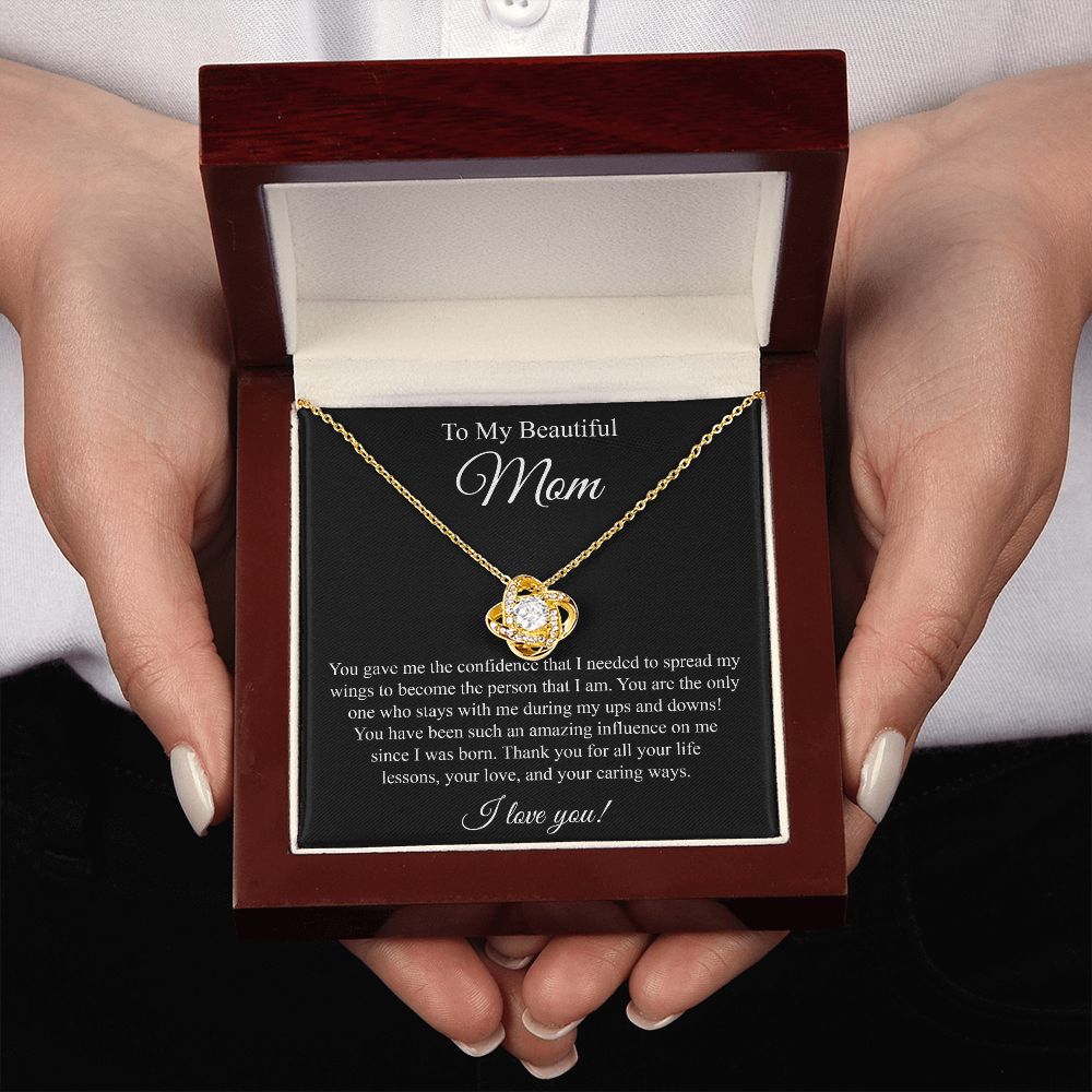 To My Beautiful Mom Love Knot Necklace