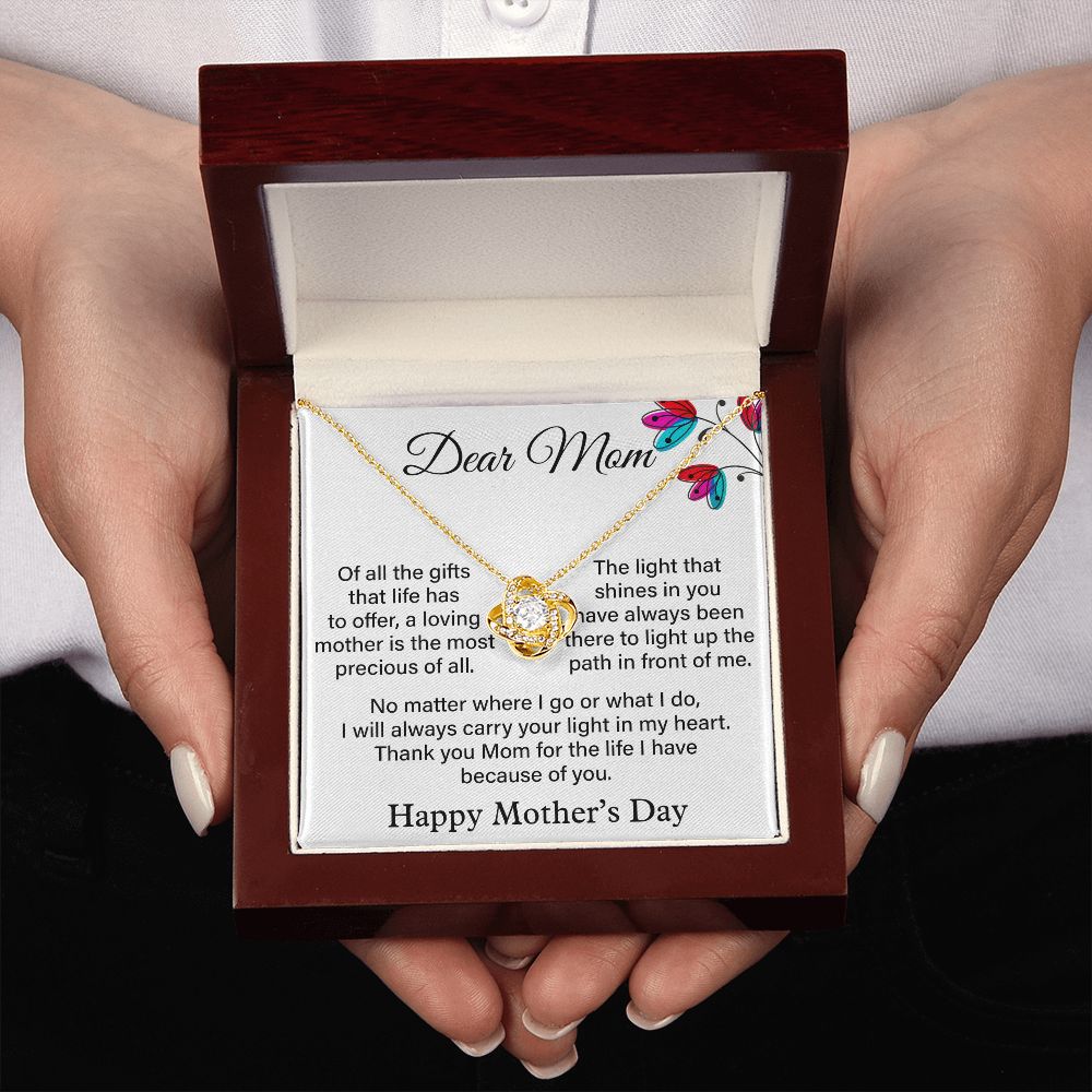 Dear Mom Love Knot Necklace, Happy Mother's Day