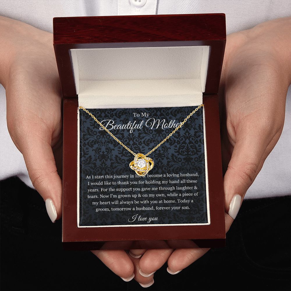 To My Beautiful Mother Love Knot Necklace