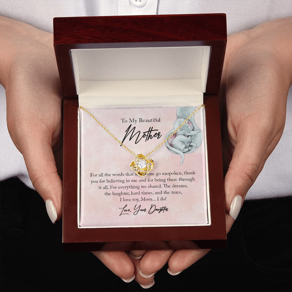 To My Beautiful Mother Love Knot Necklace