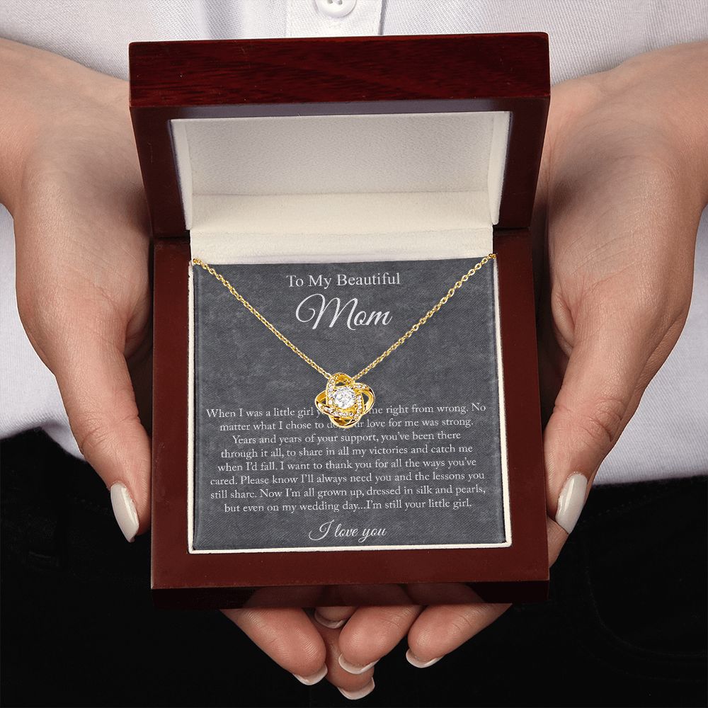 To My Beautiful Mom Love Knot Necklace