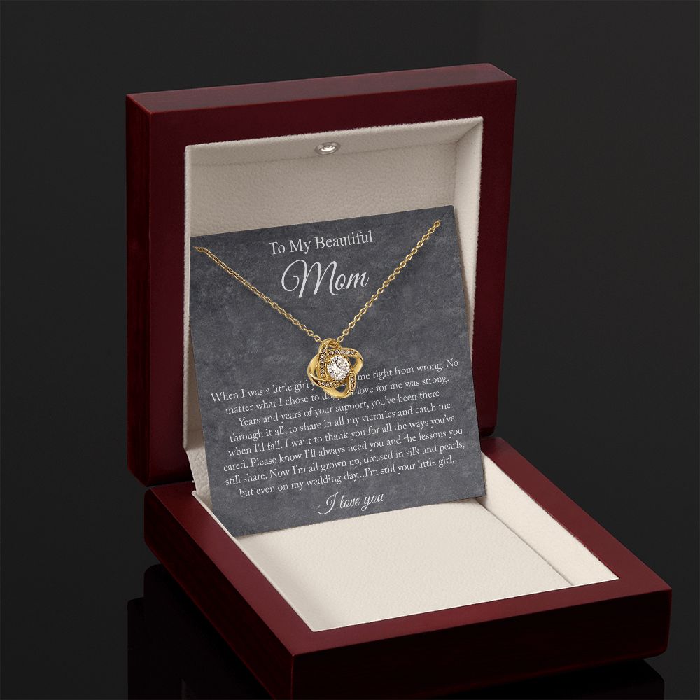 To My Beautiful Mom Love Knot Necklace
