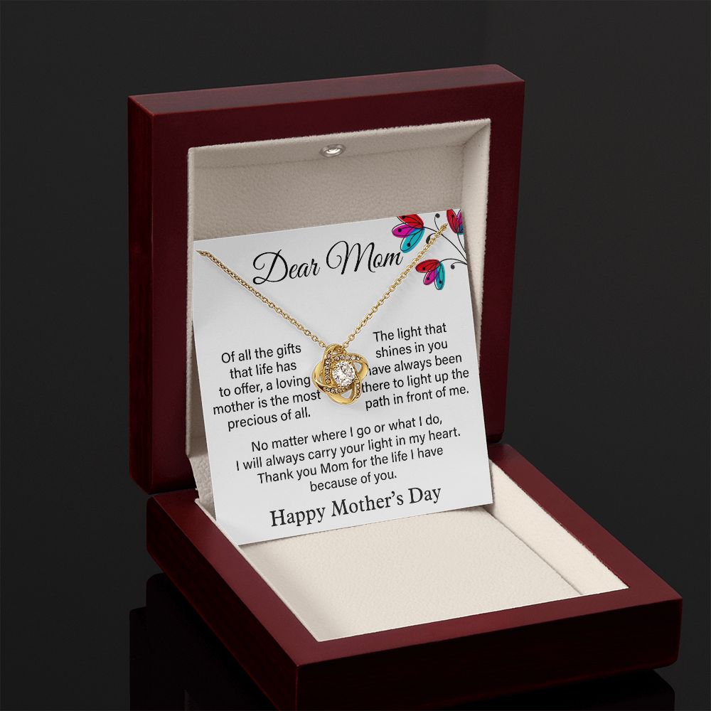 Dear Mom Love Knot Necklace, Happy Mother's Day