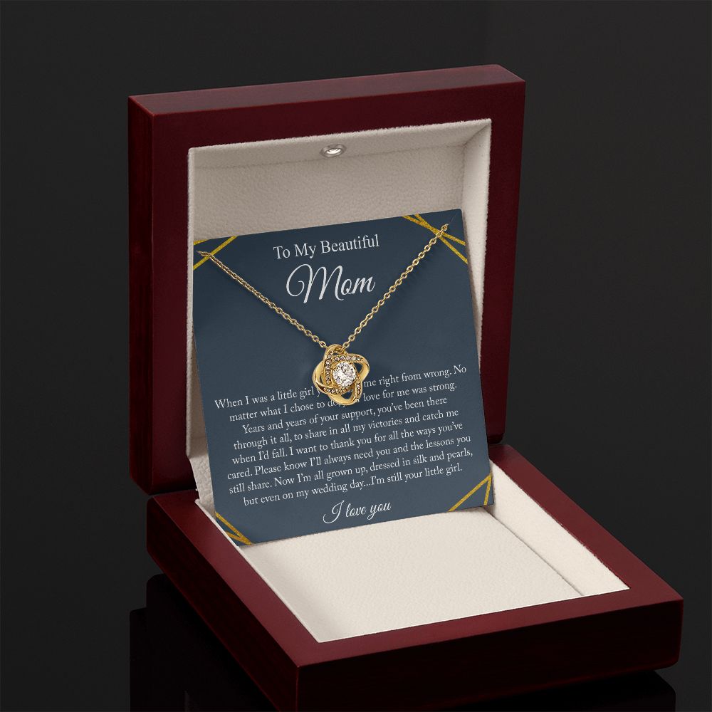 To My Beautiful Mom Love Knot Necklace