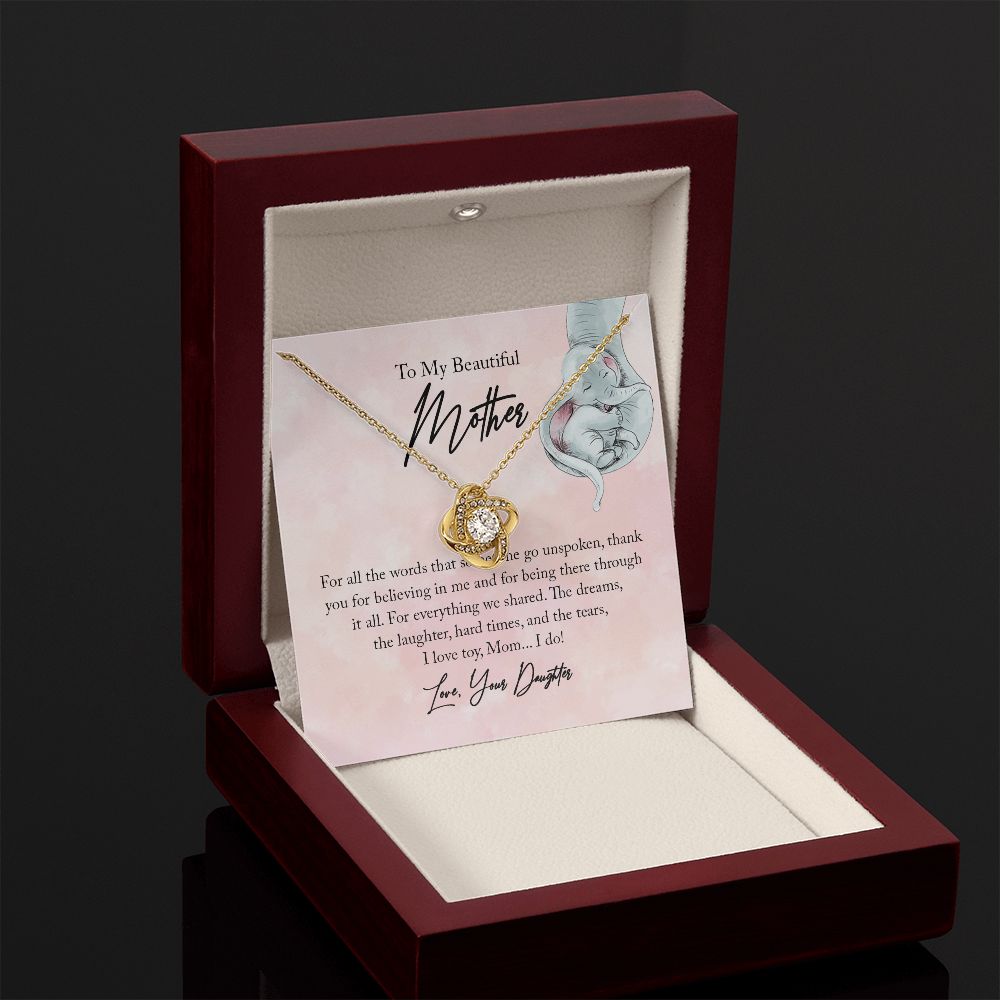 To My Beautiful Mother Love Knot Necklace