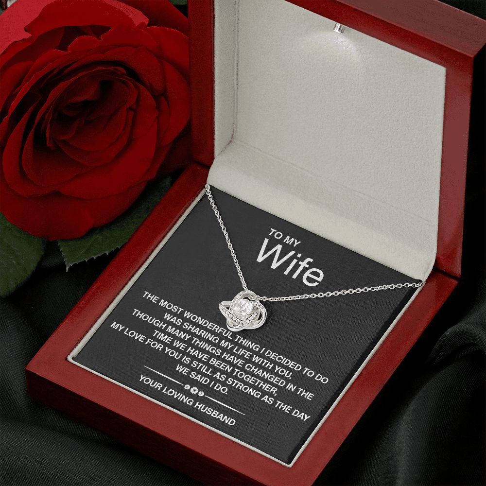 To My Wife Silver Love Knot Necklace