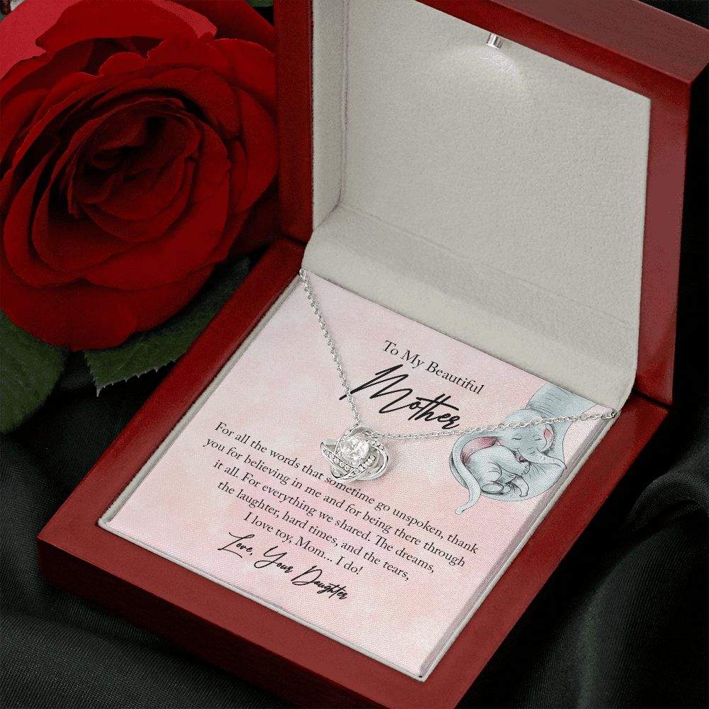 To My Beautiful Mother Love Knot Necklace