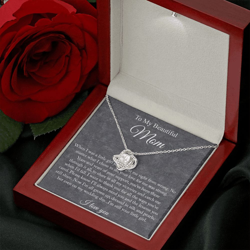To My Beautiful Mom Love Knot Necklace