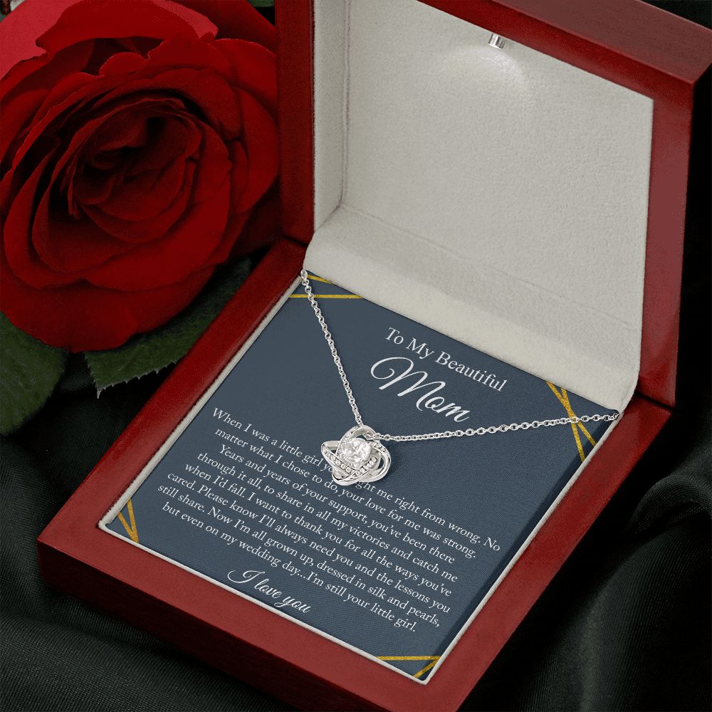 To My Beautiful Mom Love Knot Necklace