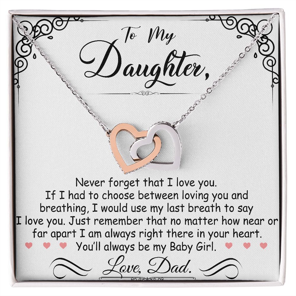 To My Daughter My Baby Girl - Interlocking Heart Necklace