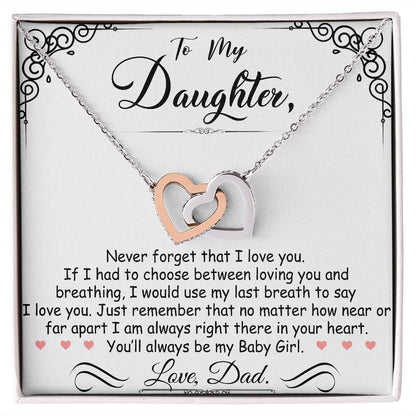 To My Daughter My Baby Girl - Interlocking Heart Necklace