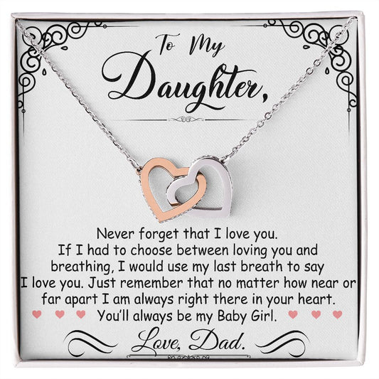 To My Daughter My Baby Girl - Interlocking Heart Necklace