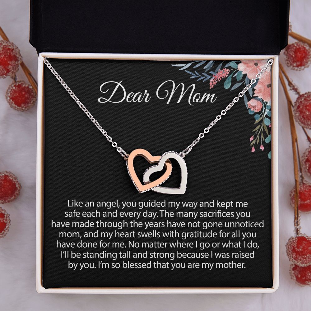 Gift For Mom From Daughter Interlocking Heart Necklace