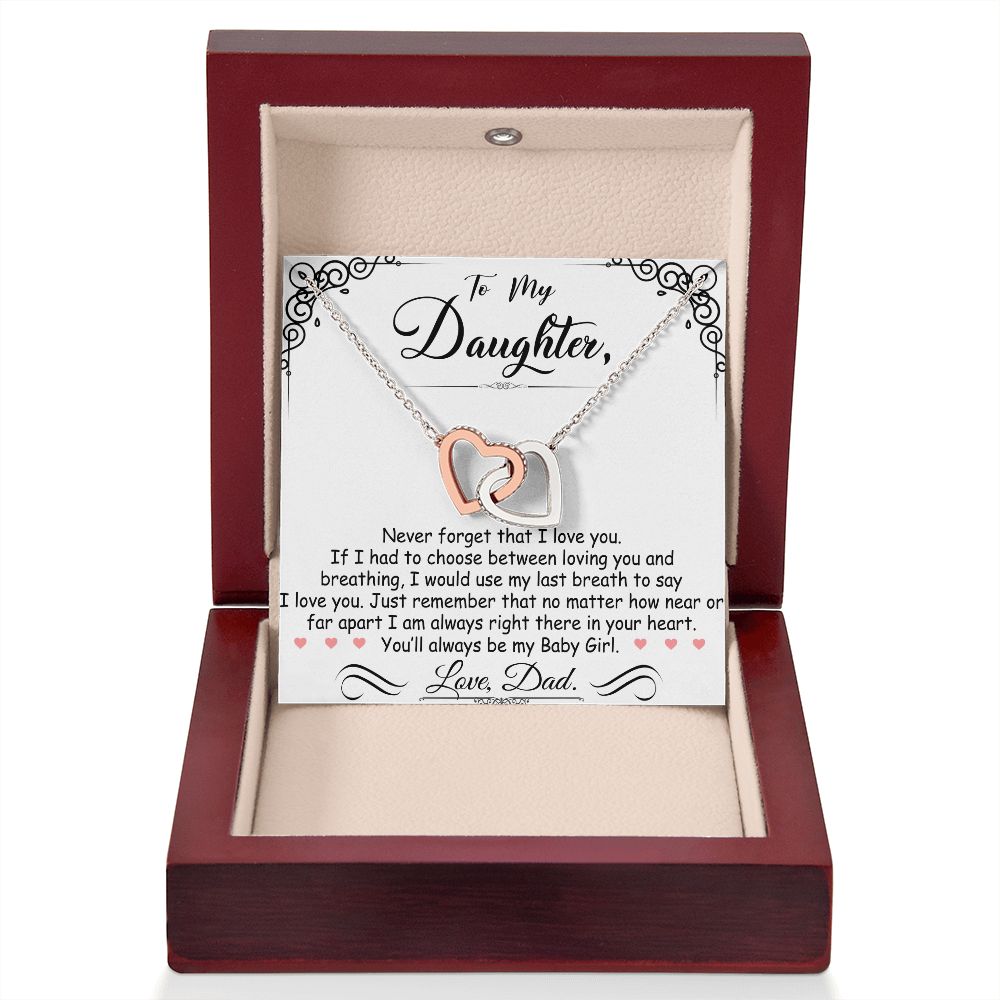 To My Daughter My Baby Girl - Interlocking Heart Necklace