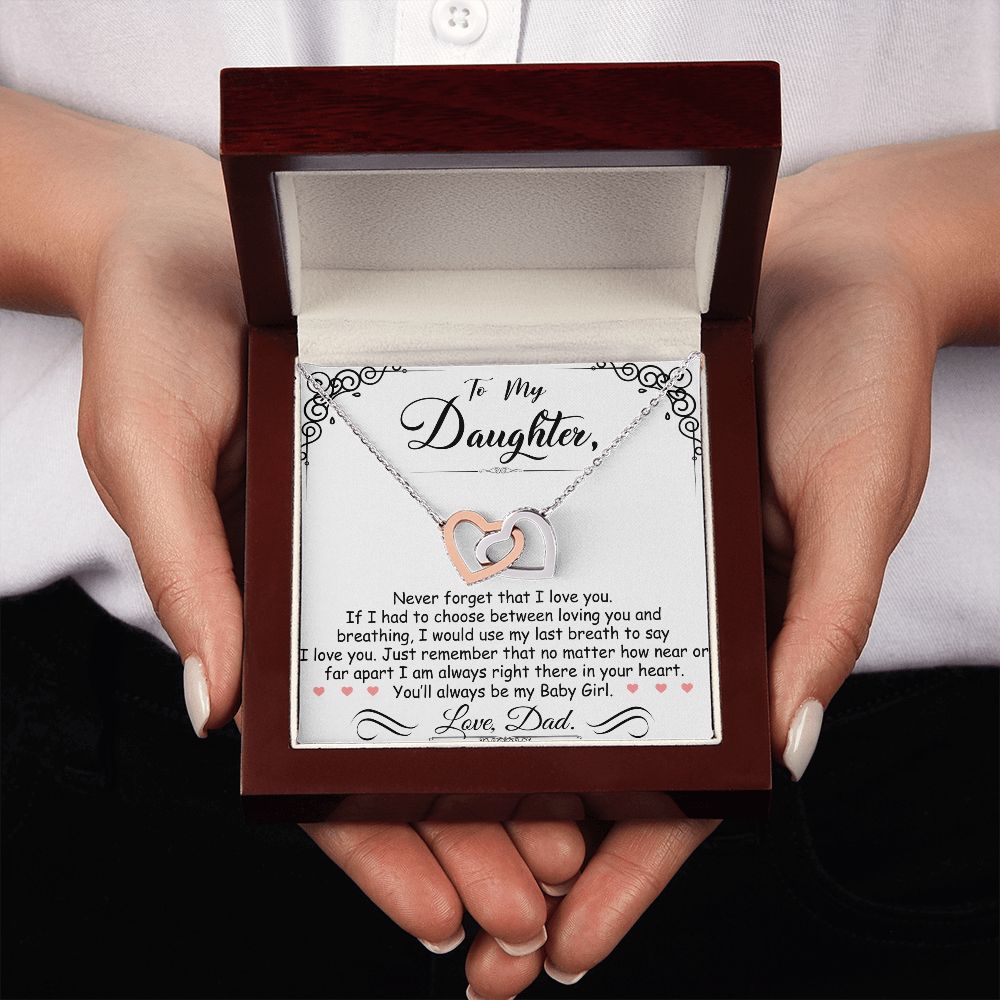 To My Daughter My Baby Girl - Interlocking Heart Necklace