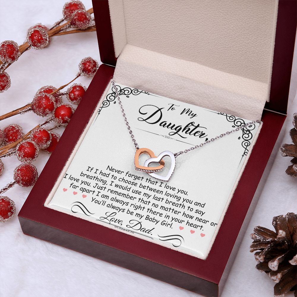 To My Daughter My Baby Girl - Interlocking Heart Necklace