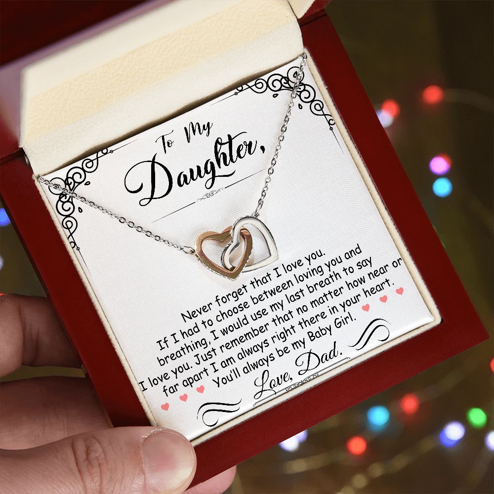 To My Daughter My Baby Girl - Interlocking Heart Necklace