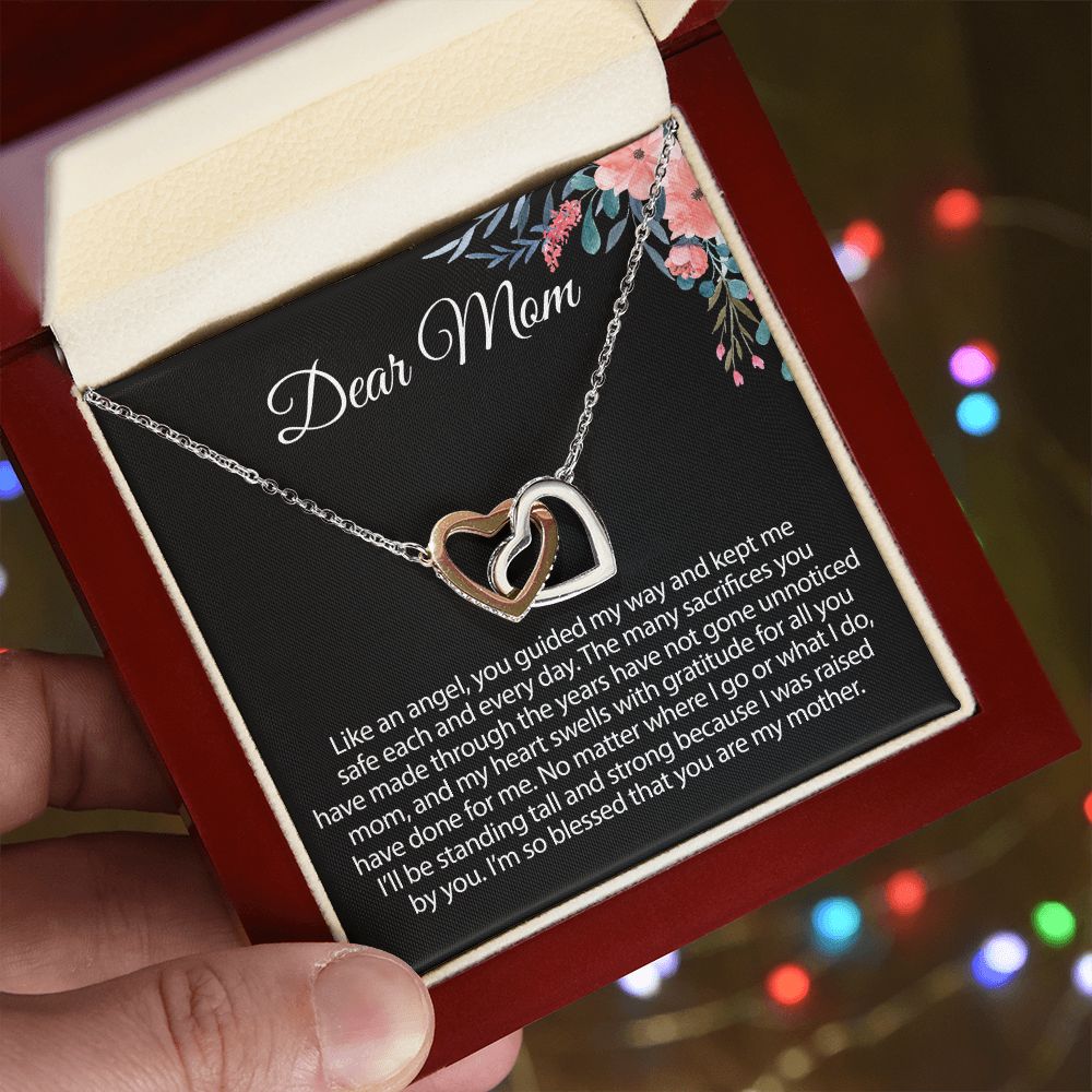 Gift For Mom From Daughter Interlocking Heart Necklace