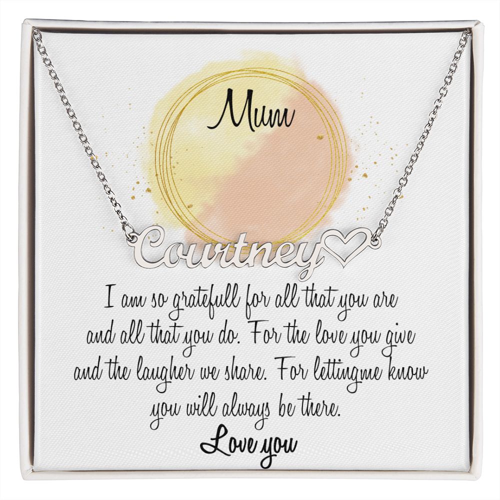 Gift For Mum Heart Name Necklace