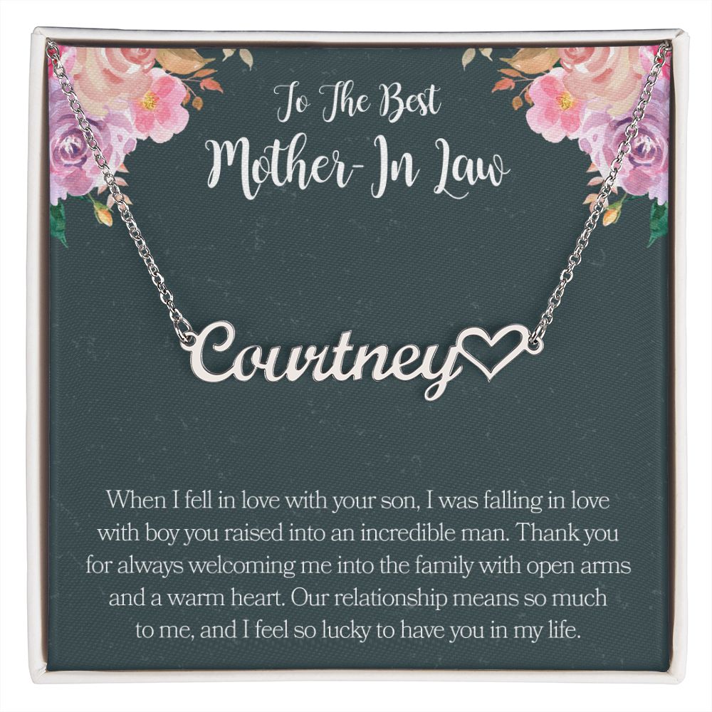 To The Best Mother In Law Heart Name Necklace