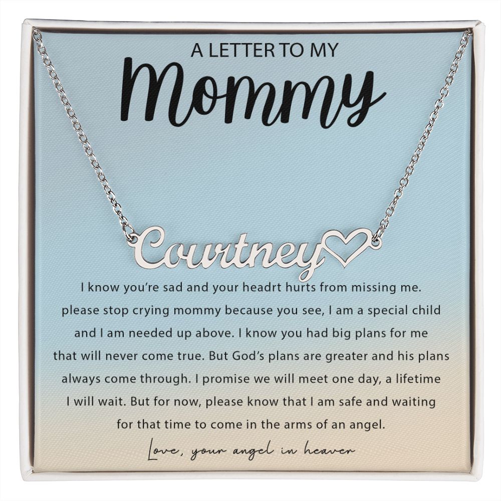 Letter To My Mommy Heart Name Necklace