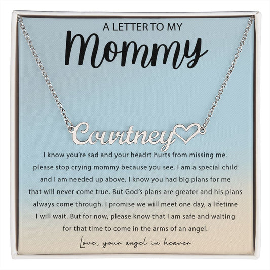 Letter To My Mommy Heart Name Necklace
