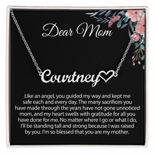 Gift For Mom Heart Name Necklace