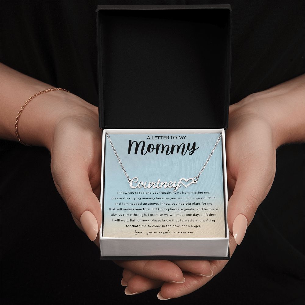 Letter To My Mommy Heart Name Necklace