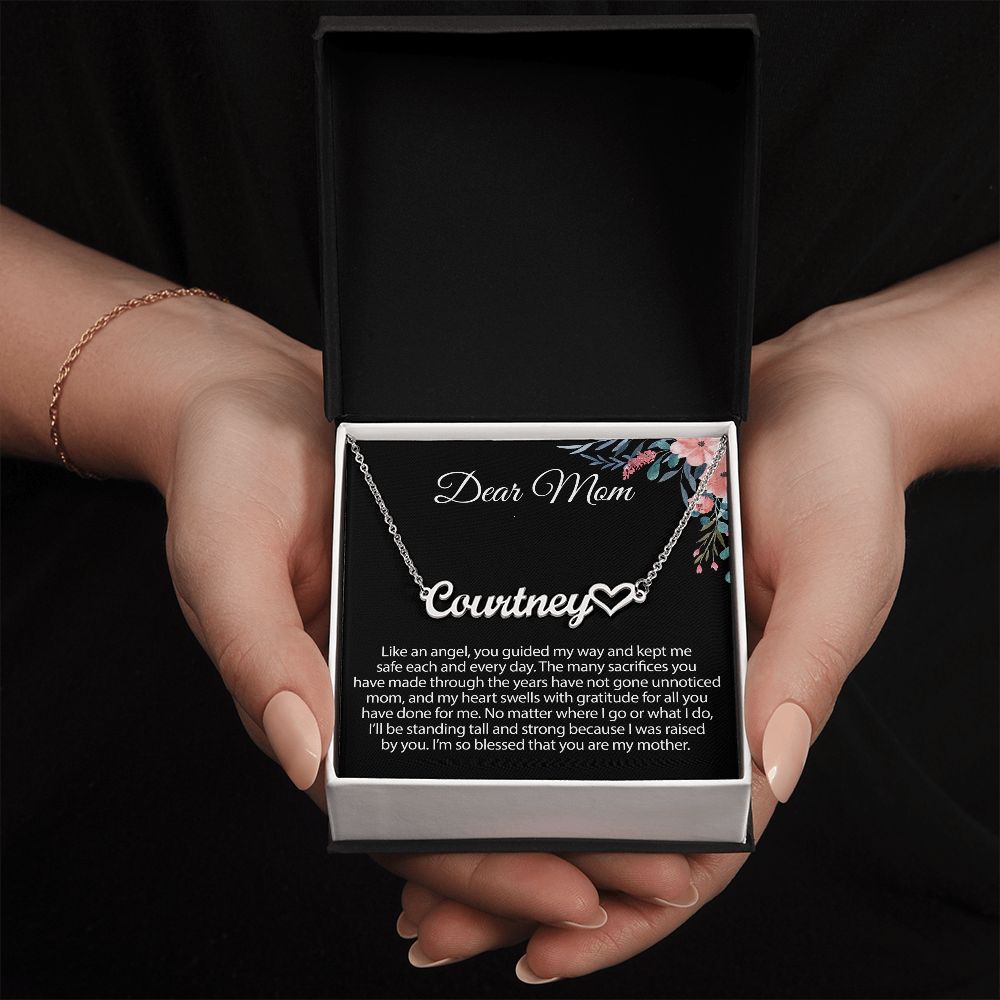 Gift For Mom Heart Name Necklace
