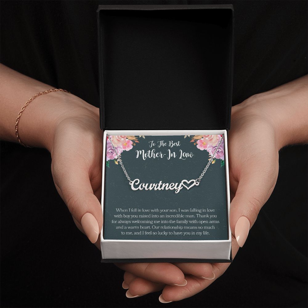 To The Best Mother In Law Heart Name Necklace