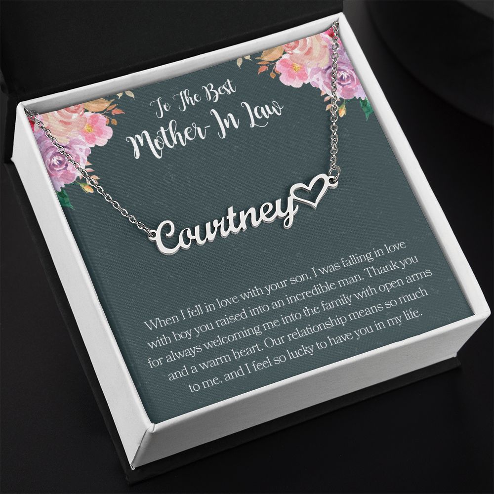 To The Best Mother In Law Heart Name Necklace